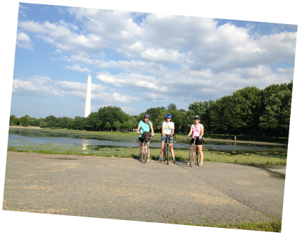 Teen Treks C&O Canal trek bicycles to the Washington Monument in Washington DC at the end of the bicycle tour